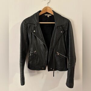 Zara Black Leather Moto Jacket S - Small Motorcycle